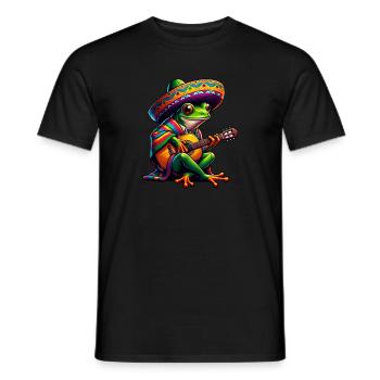 Cinco de Mayo Frog Guitare Mariachi - T-shirt homme - noir - Devant - AI Model Male 178 light (178cm)