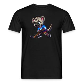 Hyäne Eishockey Spieler Comic - Männer T-Shirt - Schwarz - Vorne - AI Model Male 178 light (178cm)
