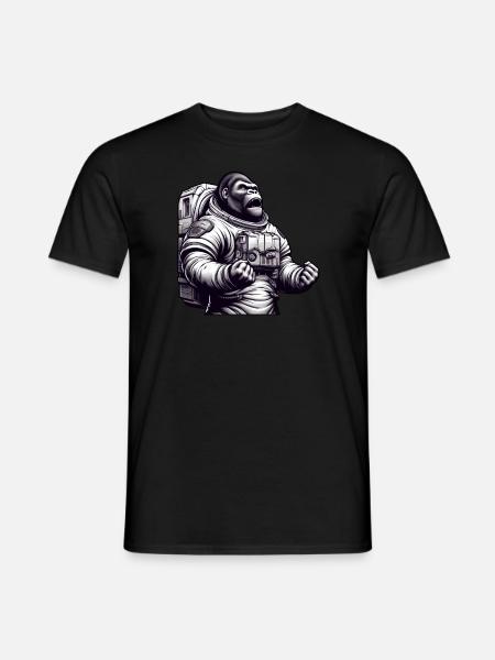 Gorille astronaute dans l’espace - T-shirt homme - noir