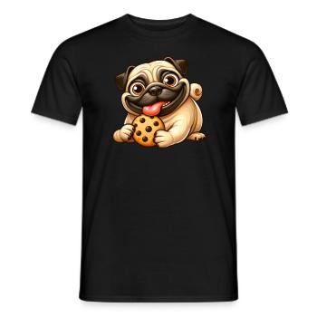 Mops mit Cookie Süßigkeiten Nachtisch - Männer T-Shirt - Schwarz - Vorne - AI Model Male 178 light (178cm)
