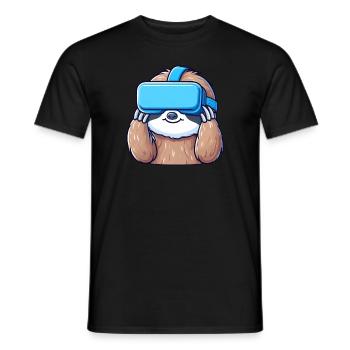 Sloth as VR Gamer: Cool and Digital - Men's T-Shirt - black - Front - AI Model Male 178 light (178cm)