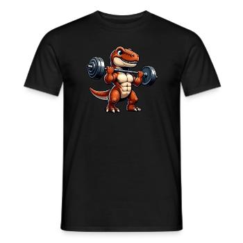 T-Rex haltère d’entraînement Fitness Motif - T-shirt homme - noir - Devant - AI Model Male 178 light (178cm)