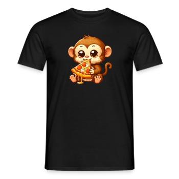 Schimpanse genießt Pizza Pizzaliebhaber - Männer T-Shirt - Schwarz - Vorne - AI Model Male 178 light (178cm)