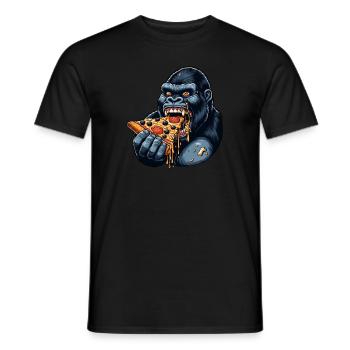 Gorilla Pizza Lover Funny Design - Men's T-Shirt - black - Front - AI Model Male 178 light (178cm)