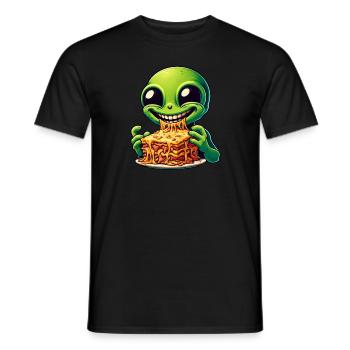 Un extraterrestre aime les lasagnes italiennes - T-shirt homme - noir - Devant - AI Model Male 178 light (178cm)