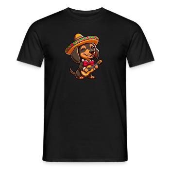 Teckel Mariachi guitare Cinco de Mayo célébration - T-shirt homme - noir - Devant - AI Model Male 178 light (178cm)