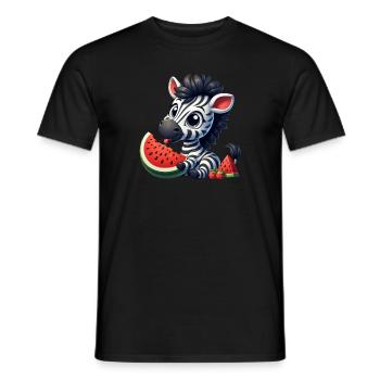 Zebra Mit Wassermelone Fruchtig Lustig - Männer T-Shirt - Schwarz - Vorne - AI Model Male 178 light (178cm)