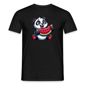 Panda mit Wassermelone Fruchtig Lustig - Männer T-Shirt - Schwarz - Vorne - AI Model Male 178 light (178cm)