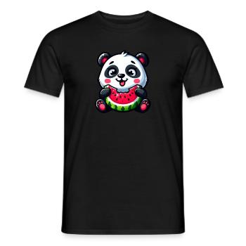Panda Mit Wassermelone Fruchtig Lustig - Männer T-Shirt - Schwarz - Vorne - AI Model Male 178 light (178cm)
