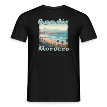 Agadir Maroc plage vacances nature palmiers - T-shirt homme - noir - Devant - AI Model Male 178 light (178cm)