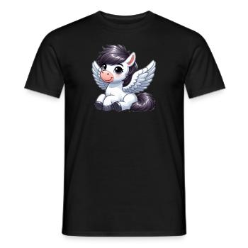 Cheval mignon en tant qu’ange dessin animé - T-shirt homme - noir - Devant - AI Model Male 178 light (178cm)