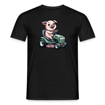 Schwein Rasenmäher Gartenliebhaber Motiv - Männer T-Shirt - Schwarz - Vorne - AI Model Male 178 light (178cm)