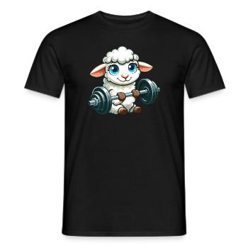 Schaf Lamm Hantel Fitness - Männer T-Shirt - Schwarz - Vorne - AI Model Male 178 light (178cm)