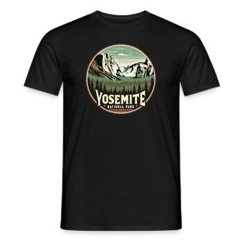 Boucle vintage du parc national de Yosemite - T-shirt homme - noir - Devant - AI Model Male 178 light (178cm)