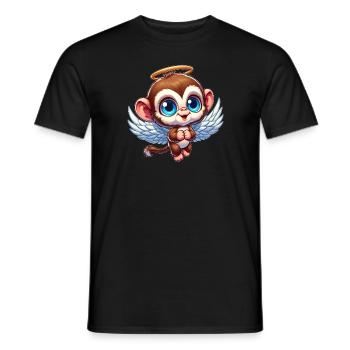 Singe Chimpanzé Ange Dessin Animé - T-shirt homme - noir - Devant - AI Model Male 178 light (178cm)