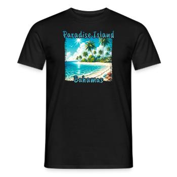 Paradise Island Bahamas Beach Palmiers Soleil d’été - T-shirt homme - noir - Devant - AI Model Male 178 light (178cm)