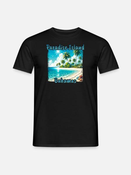 Paradise Island Bahamas Beach Palmiers Soleil d’été - T-shirt homme - noir