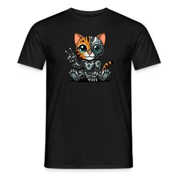 Süße Katze Roboter Cyborg Mech Futuristisch - Männer T-Shirt - Schwarz - Vorne - AI Model Male 178 light (178cm)