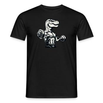 T-Rex Dino Haltères Haltérophilie Fitness Workout - T-shirt homme - noir - Devant - AI Model Male 178 light (178cm)