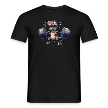 T-Rex Dino Haltères Haltérophilie Entraînement Fitness - T-shirt homme - noir - Devant - AI Model Male 178 light (178cm)