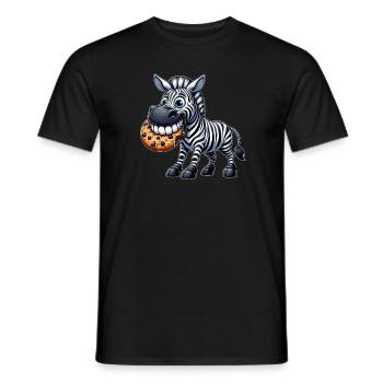Biscuit zèbre dessin animé dents mignonnes - T-shirt homme - noir - Devant - AI Model Male 178 light (178cm)