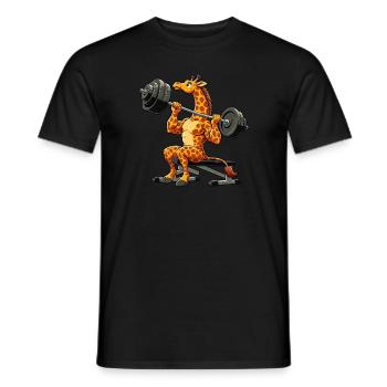 Drôle Girafe Haltère Entraînement Haltérophilie Fort - T-shirt homme - noir - Devant - AI Model Male 178 light (178cm)