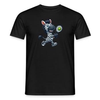 Lustiges Zebra Tennis Tennisspieler Tier Cartoon - Männer T-Shirt - Schwarz - Vorne - AI Model Male 178 light (178cm)