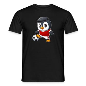Niedlicher Pinguin Fußball Spieler Cartoon - Männer T-Shirt - Schwarz - Vorne - AI Model Male 178 light (178cm)