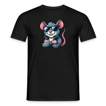 Coole Maus Sonnenbrille Frisur Ratte stylisch - Männer T-Shirt - Schwarz - Vorne - AI Model Male 178 light (178cm)