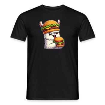 Lama Alpaga Cheeseburger Chapeau Fantaisiste - T-shirt homme - noir - Devant - AI Model Male 178 light (178cm)