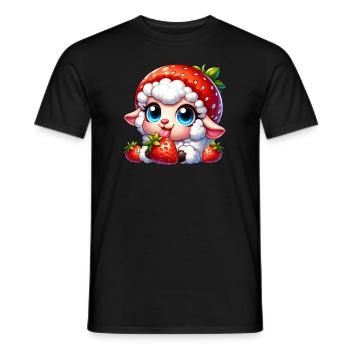 Süßes Schaf Lamm Erdbeere Frucht Hut skurril - Männer T-Shirt - Schwarz - Vorne - AI Model Male 178 light (178cm)