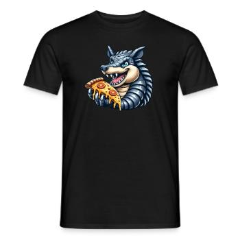 Armadillo Armadillo loves pizza Fast food - Men's T-Shirt - black - Front - AI Model Male 178 light (178cm)