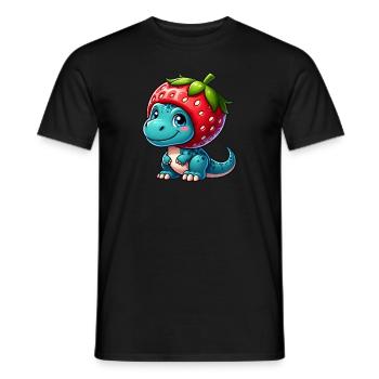 Süßer Dino T-Rex Erdbeere Fruchtiger Hut Skurril - Männer T-Shirt - Schwarz - Vorne - AI Model Male 178 light (178cm)