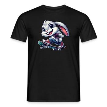 Lapin Blanc Skateboard Skateboarder Drôle - T-shirt homme - noir - Devant - AI Model Male 178 light (178cm)
