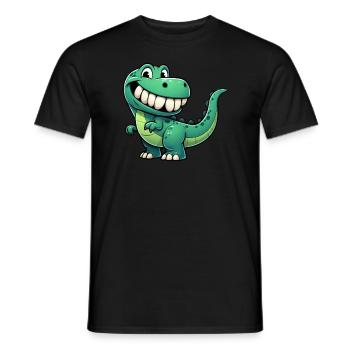 Mignon dessin animé T-Rex timide sourire - T-shirt homme - noir - Devant - AI Model Male 178 light (178cm)