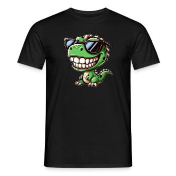 Cool dino T-rex dessin animé avec des lunettes de soleil - T-shirt homme - noir - Devant - AI Model Male 178 light (178cm)
