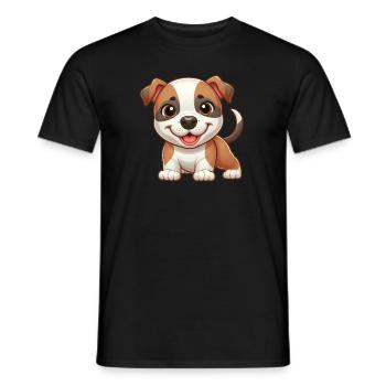 Cute Pitbull Dog Cartoon Comic Cute - Men's T-Shirt - black - Front - AI Model Male 178 light (178cm)