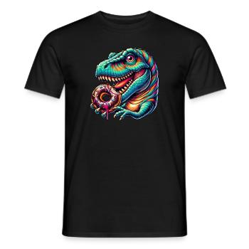 Süßer Dino T-Rex Donut Regenbogen Süßigkeit bunt - Männer T-Shirt - Schwarz - Vorne - AI Model Male 178 light (178cm)