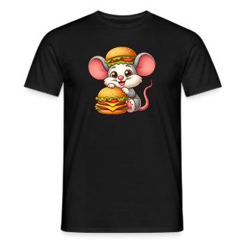 Lustige Maus Ratte Cheeseburger Comic Fast Food - Männer T-Shirt - Schwarz - Vorne - AI Model Male 178 light (178cm)