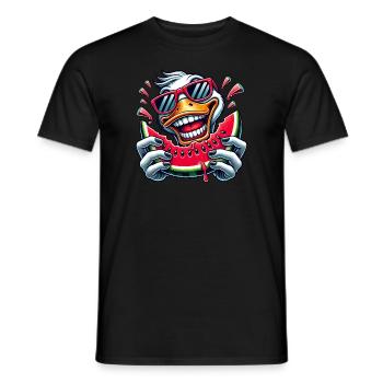 Cool Duck Summer Watermelon Comic - Men's T-Shirt - black - Front - AI Model Male 178 light (178cm)