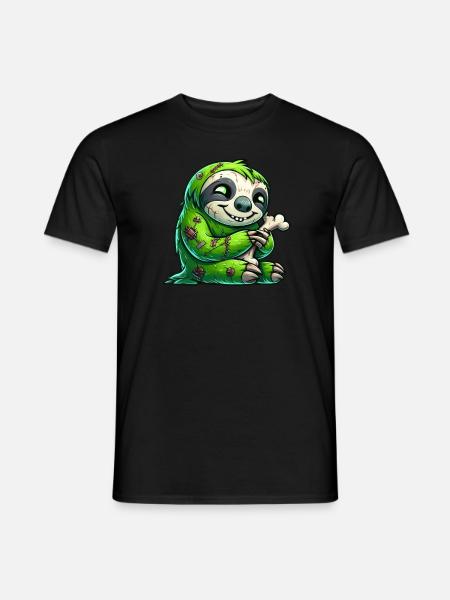 Halloween Sloth Zombie Funny Cartoon - Men's T-Shirt - black