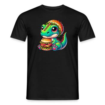 T-Rex Dinosaurier Kürbishut skurriles Design - Männer T-Shirt - Schwarz - Vorne - AI Model Male 178 light (178cm)
