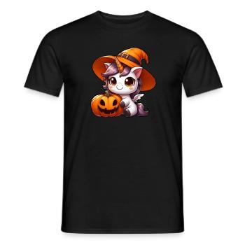 Skurriles Halloween Einhorn Dinosaurier mit - Männer T-Shirt - Schwarz - Vorne - AI Model Male 178 light (178cm)
