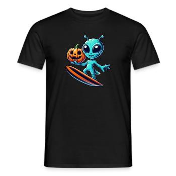 Halloween Alien Surfer Cute Alien Surf - Men's T-Shirt - black - Front - AI Model Male 178 light (178cm)