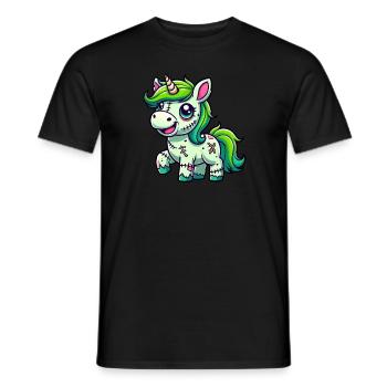 Halloween Einhorn Zombie Gruseliger Einhornkopf - Männer T-Shirt - Schwarz - Vorne - AI Model Male 178 light (178cm)