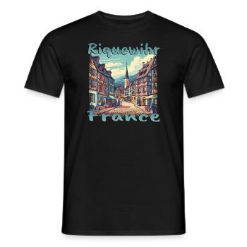 Visite à pied de la vieille ville de Riquewihr France Montagnes - T-shirt homme - noir - Devant - AI Model Male 178 light (178cm)