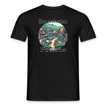 France, Eguisheim, Vieille ville, Montagnes, Paysage - T-shirt homme - noir - Devant - AI Model Male 178 light (178cm)