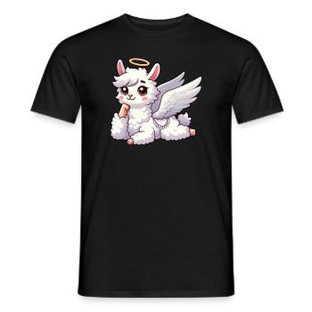 Drôle d’ange lama alpaga avec des ailes et - T-shirt homme - noir - Devant - AI Model Male 178 light (178cm)