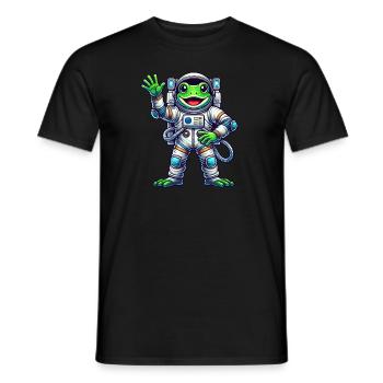 Astronaut Frog Space Universe Cosmonaut - Men's T-Shirt - black - Front - AI Model Male 178 light (178cm)