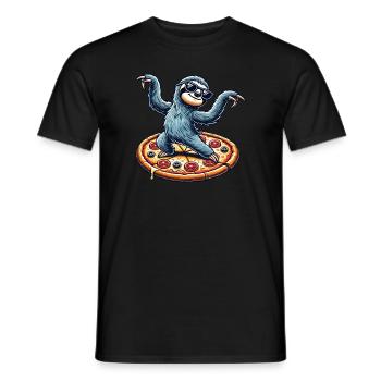 Cooler Faultier tanzt liebt Pizza Faules Tier - Männer T-Shirt - Schwarz - Vorne - AI Model Male 178 light (178cm)